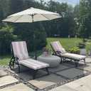 Outdoor Chaise Lounge Cushion Set of 2 with Head Pillow and Side Pockets, Water Repellent & Weather Resistant Patio Recliner Lounge Chair Cushions for Lawn, Pool & Beach (Pink Stripe, 72" x 21")