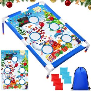 Snowman Bean Bag Toss Christmas Party Game for Kids Adults with 6 Bags Portable 6 Hole Corn Toys Game Set for Boys Girls Toddlers Outdoor Indoor Family Carnival Party Favors Gift