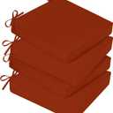 Basic Beyond Outdoor Chair Cushions for Patio Furniture, Waterproof Outdoor Seat Cushions Set of 4 19 x 19, Patio Chair Cushions Set of 4 with Ties and Handle, Brick Red