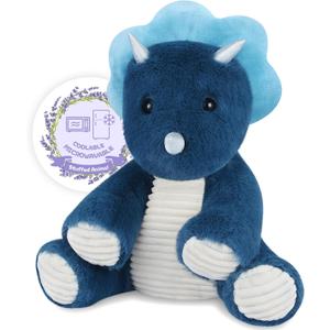 SuzziPals Microwavable & Coolable Triceratops Dinosaur Stuffed Animals, Heated Stuffed Animal Heating Pads for Soothing & Relaxation, Navy Blue Dino Plush for Stress Relief, Plushies Dinosaur Gifts