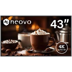 AG Neovo DS4351U 43'' Commercial Digital Signage Display for Business, All-in-one, 4K UHD, 500 nits, HDMI, USB, LAN, WiFi, 3-Year Waranty, 24/7 Operation, Portrait and Landscape