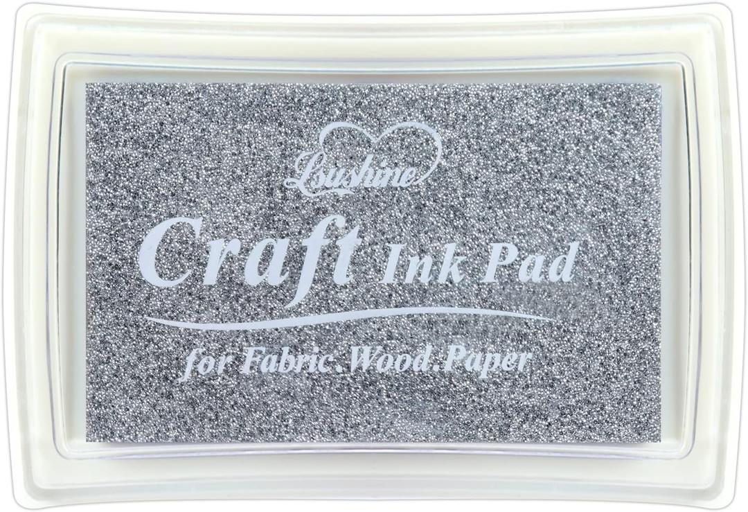 Craft Ink Pad for Rubber Stamps, Paper, Wooden, Fabric, Scrapbooking, Non-Toxic Finger Ink Pads for Kids (Silver)