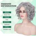 Old Lady Wigs for Women, Grey Wigs for Granny Grandma Costume-Gray Wig, Wig Cap, Madea Granny Glasses, Eyeglass Retainer Chain, Pearl Necklace (5pcs Set)