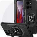 Ailiber for Moto G Power 2025 Case, Motorola G Power 2025 Phone Case with Screen Protector, Ring Kickstand for Magnetic Car Mount, Military Grade, Shockproof Rugged Cell Phone Cover-Black