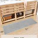 Waffle Bath Mat-Runner Rug, Super Absorbent Non Slip Bath Mats for Bathroom Machine Washable Long Rugs with Tassels, Bath Rugs for Bathroom Floor Beside Tub, 2' x 6' (Light Grey)