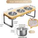 Elevated Cat Bowls with 3 Stainless Steel Bowls | 10 Tilted Anti-Vomiting Raised Cat Food Bowl for Small Cats and Puppies Pet Bowl with Stand, Bamboo