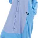 Costume Onesie Adult Animal Jumpsuit Unisex One-Piece Pajamas Cosplay Sleepwear for Halloween christmas Women Men (Blue, M)