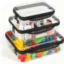 Bottom-Deepened-3 Pack Clear Hard Shell Zipper Case L+M+S,Portable Zipper Bags Waterproof Cosmetics Bags,Organizer Pouch For Snacks,Toy,Diapers,Travel,Black