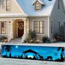 Merry Christmas Banner Nativity Silhouette Decor Backdrop 78x17 Inches Festive Religious Holiday Wall Decor Outdoor Indoor Welcome Banner Wall Hanging for Party Decoration Supplies