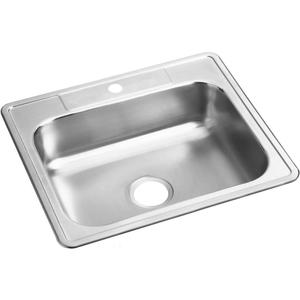 Elkay D12521 Dayton 25" Drop In Single Basin Stainless Steel Kitchen Sink - 1 Faucet Hole