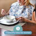 Celley 3 Pack Adult Bibs for Eating with Crumb Catcher Washable and Reusable Clothing Protectors for Elderly Women