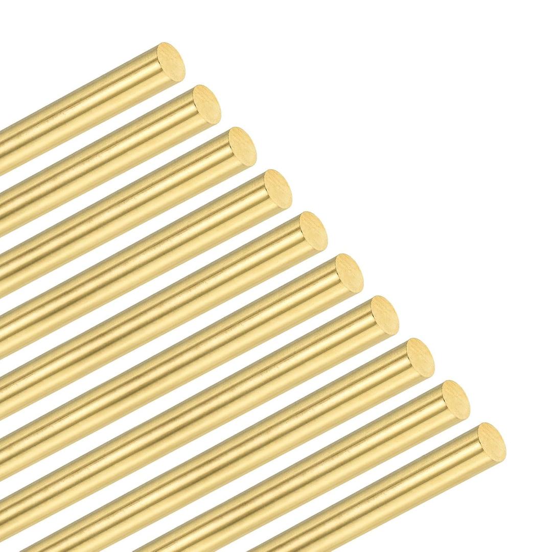 M METERXITY 10-Pack Brass Rod, 4mmx200mm H59 Solid Brass Round Rods for Knife Handle Pins Material Knife Making Supplies/Shaft Pins Crafts/Model DIY, Lathe Rivet Dowel Stock Brass Tube