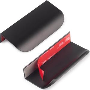5-Pack Adhesive Edge Finger Pulls for Cabinets No Drill Hidden Drawer Pulls Flat Stick On Cabinet Handles (Matte Black, 3.15" Length)