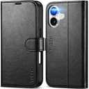 TUCCH Case Wallet for iPhone 17 (6.3-Inch) 2025, RFID Blocking 4 Card Slots, Kickstand, Magnetic Closure, PU Leather, Shockproof TPU Shell, Protective Flip Folio Cover, Textured Black