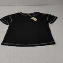 Ekouaer Women Waffle Knit Lounge Short Sleeve Top with Pockets Small