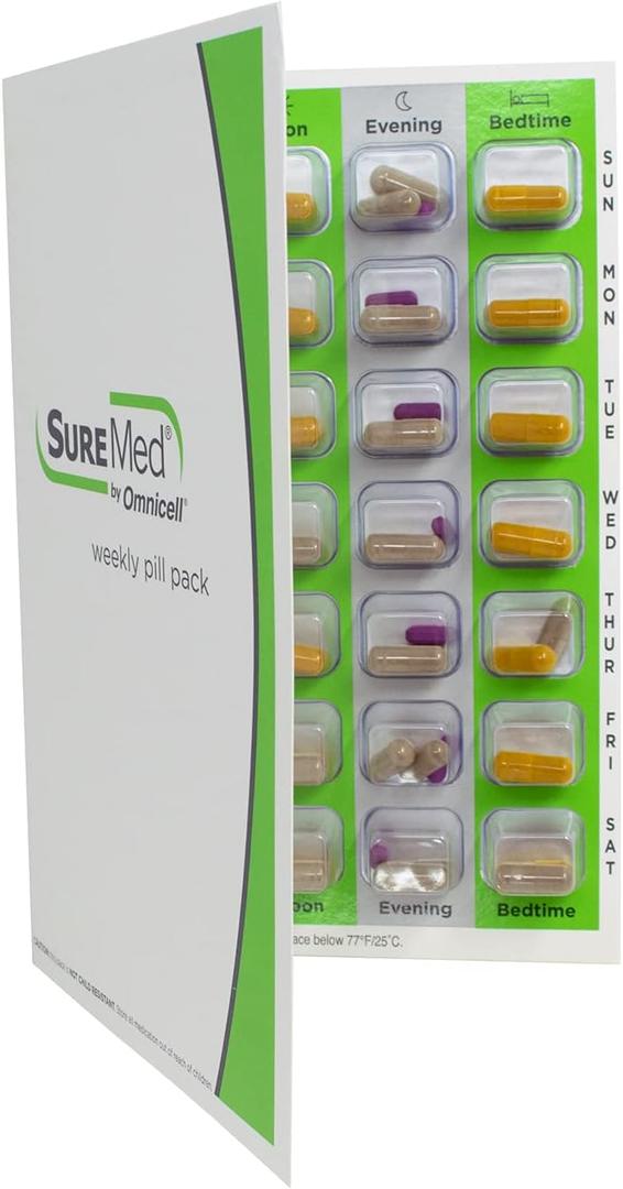 4 Times a Day Weekly XL Cold Seal Pharmacy Blister Pack System Cards for Pills -Two Piece Unit Dose Tri-Fold Booklet, Easy No Extra Equipment Needed (4X a Day Weekly - 6 Pack)