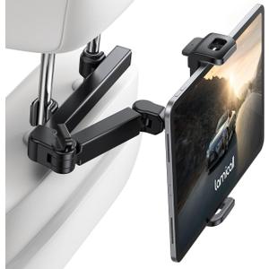 Lamicall Car Headrest Tablet Holder - [3 in 1 Extension Arm] Adjustable Tablet Car Mount for Back Seat, Road Trip Essentials for Kids, for 4.7-11" Device Like iPad Pro, Air, Mini, Galaxy, Fire, Black