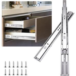 22 Inch Soft Close Drawer Slides for Kitchen Cabinets,Wardrobe Glides, Heavy Duty Side Mount Full Extension, 100 LB Ball Bearing Drawer Slides (6 Pairs) Silver