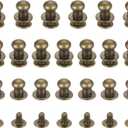 TIXIPEM 6mm Ball Head Stud Rivets Screw Back [20Pcs] - Metal Round Head Button Nipple Rivet Use for Bag & Belt & Handbag & Leather Craft & DIY Decoration - [Copper]