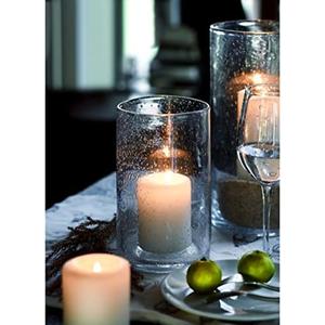 ARIAMOTION Hurricane Candle Holder for Pillar Glass Cylinder Vase Modern Rustic Centerpiece Clear Seeded Home Decor for Kitchen Table Living Room 8" H 1 Pack