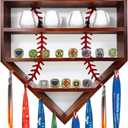Montex Baseball Holder Display Case, Baseball Display Case, Ring Holder Display, Wall Mounted, Extra Space for Medals and Name Tags (Walnut Color)