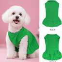 Dog Dresses Cat Skirt Solid Color Dog Clothes Summer Sleeveless Puppy Girl Clothes for Small Pet Dogs Cats (Dark Green, Large)