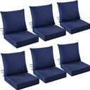 Outdoor Chair Cushions, 24 x 24 Inch Outdoor Cushion for Patio Furniture, Patio Chair Cushion, Waterproof & Fade Resistant Deep Patio Furniture Cushions Set with Handle and Ties, Navy Blue (Set of 6), 24*24+5.75/25*22.5