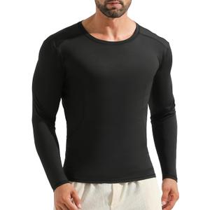 Angel season Men's Rash Guard Shirts UPF 50+ Long Sleeve Swim Shirts Quick Dry UV Sun Protection Lightweight (Medium, Black1)