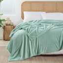 Queen Size Fleece Blanket for Bed, Sage Green Soft Warm Fuzzy Cozy Throw Blankets for Women Men Gift, Plush Microfiber Flannel Blanket Suitable for All Seasons, 90x90 Inches