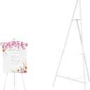 White Easel Stand for Sign, 55'' Adjustable Easel Stand for Display, Metal Easel Display Stand Heavy Duty(Round Tube)