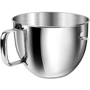 6QT Stainless Steel Mixer Bowl with Handle Compatible with KitchenAid Bowl Lift Stand Mixers KD2661, KL26M, KP26M1, KP26M8, KP26N9, KV25G, KV25M. Food Grade Mixing Bowl for 6QT Kitchen Aid Lift Mixers (Silver)