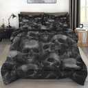 Comforter Set Twin Size, Skull Skeleton Soft 2 Pcs Bedding for Kids and Adults, Spooky Horror Gothic Comforter Set with Pillowcase, for Bedroom Bed Decor