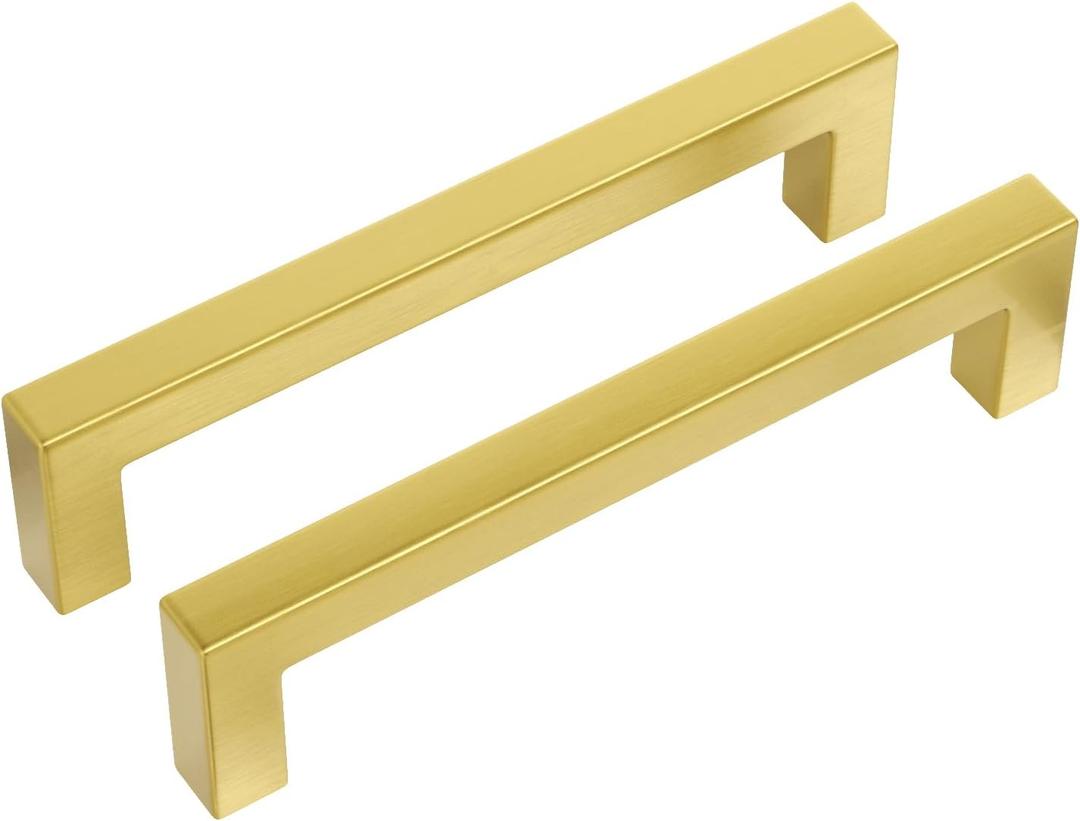 Haidms 20 Pack 5 Inch Cabinet Handles Gold Drawer Pulls Kitchen Cabinet Hardware Kitchen Handles Brushed Gold Cabinet Pulls (Hole Center 5")