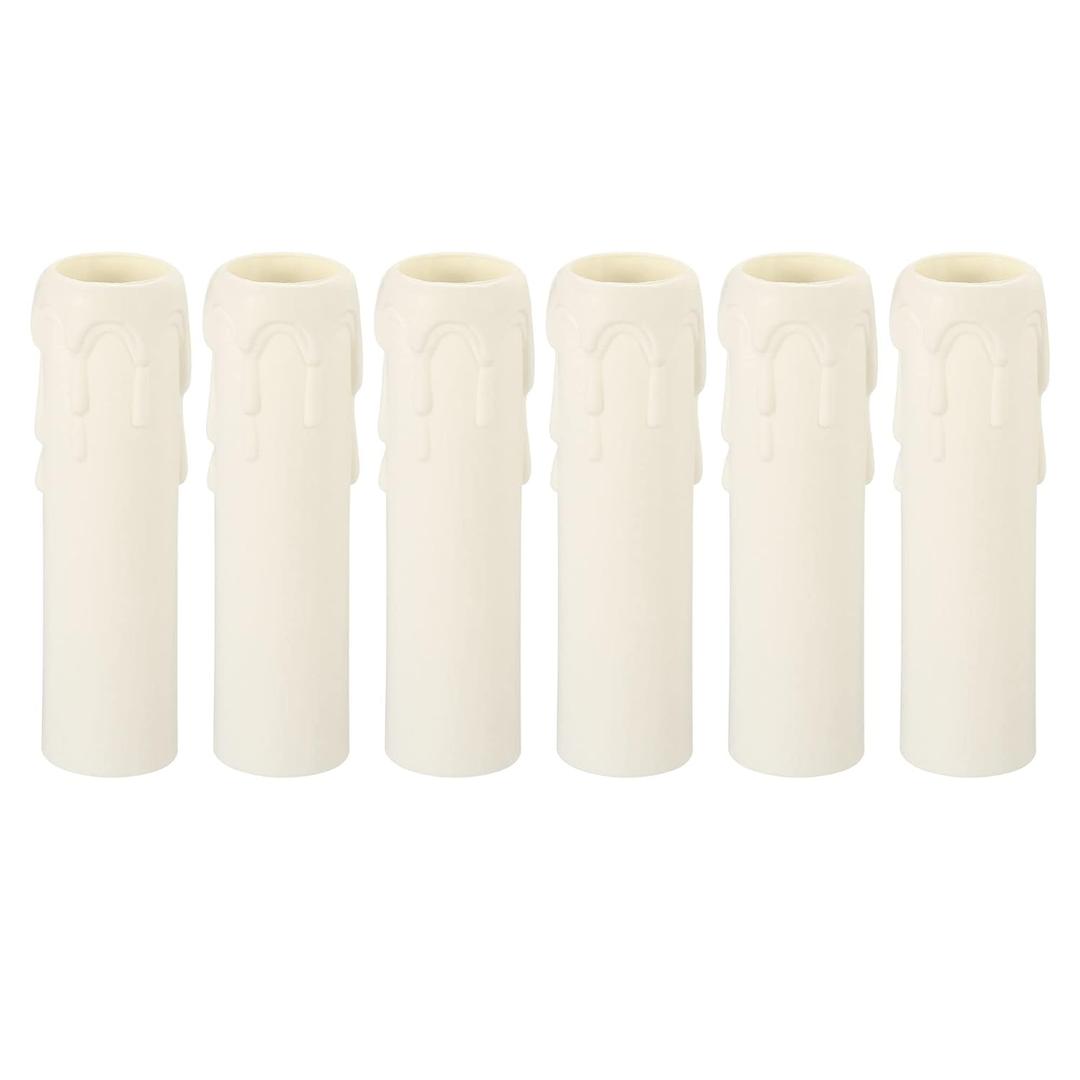PATIKIL 25x100mm Candle Socket Covers, 6 Pack Plastic Sleeves Candelabra Base Accessories for E14 Chandelier, White