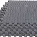 TCE AUPM002GY Interlocking Foam Mat Protective Exercise Workout Puzzle Floor Mat Tiles for Home Gym Equipment - 6 Pieces, 24 Square feet, Gray