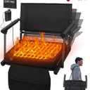 Heated Stadium Seats for Bleachers with Battey, 3 Levels of Heat Bleacher Seats with Back & Cushion, Foldable Heated Stadium Chairs with Armrests, Bleacher Warmer Chair for Camping Game Sport (One Size, All Black)