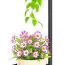 iDavosic.ly 2 Tier Hanging Plant Stand Indoor, Tall Vertical Corner Metal Flower Heavy Duty Pot Holder Shelf for Patio Porch Living Room, Modern Black & Rustic Brown - Round