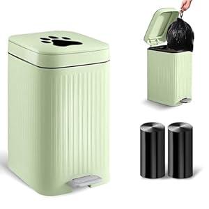 Kopuncare Dog Poop Trash Can Outside, 5L/ 1.3 Gal Dog Poop Bucket with Lid, Foot Pedal, Dog Waste Container with 40 Bags, Lid Soft Close for Pet, Green