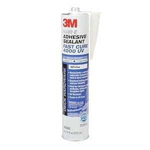 3M Marine Adhesive Sealant 4000 UV, PN06580, White, Medium Strength Flexible Waterproof Adhesive Sealant for Boats and RVs, UV Resistant, Cures in 24 Hours, 295 mL Cartridge, 10 Fl Oz (Pack of 1)