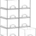 8 Pack Small Clear Stackable Acrylic Storage Boxes & Drawers