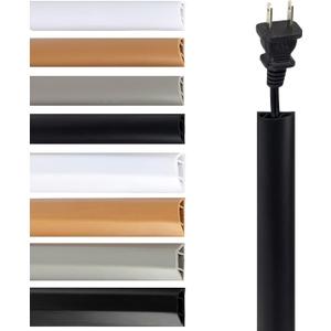 Rubber Bond TV Cord Hider Cable Protector - Strong Self Adhesive Wall Cord Cover Cable Hider - Low Profile Cable Management Wall Cord Concealer Cable Raceway (8 Feet, Black - One Thin Cord)
