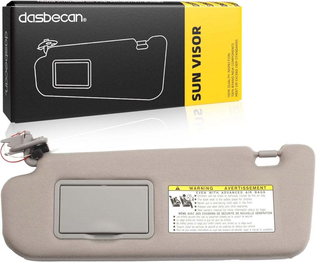 Dasbecan Grey Left Driver Side Sun Visor Compatible with Hyundai Sonata 2005 2006 2007 2008 2009 2010 Replaces# 852013K010QD 85202-0A750-QSQQH