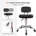 KKTONER Office Chair with Back Office Stool with Wheels Height Adjustable Square stools for Drafting Home Work (Black)