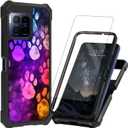 for T-Mobile REVVL 7 Pro 5G Case with Screen Protector Dual Layer Protection Shockproof Corner TPU Bumper Phone Case for Revvl 7 Pro 5G,Colorful Paw Prints