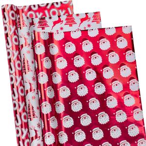 RUSPEPA Christmas Wrapping Paper Rolls - Mini Roll - 17 inches x 10 feet per Roll, Total of 3 Rolls - Red and White