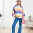 Girls Sweatshirts Striped Rainbow Shirts Kids Cotton Long Sleeve Pullover Crewneck Tops Toddler Casual Clothes, 150