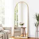 Suidia 56"x15" Arched Full Length Mirror with Stand, Full Body Mirror with Aluminum Frame, Freestanding/Leaning/Wall-Mounted, Floor Mirrors for Bedroom, Living Room, Entryway, Dressing Room, Gold