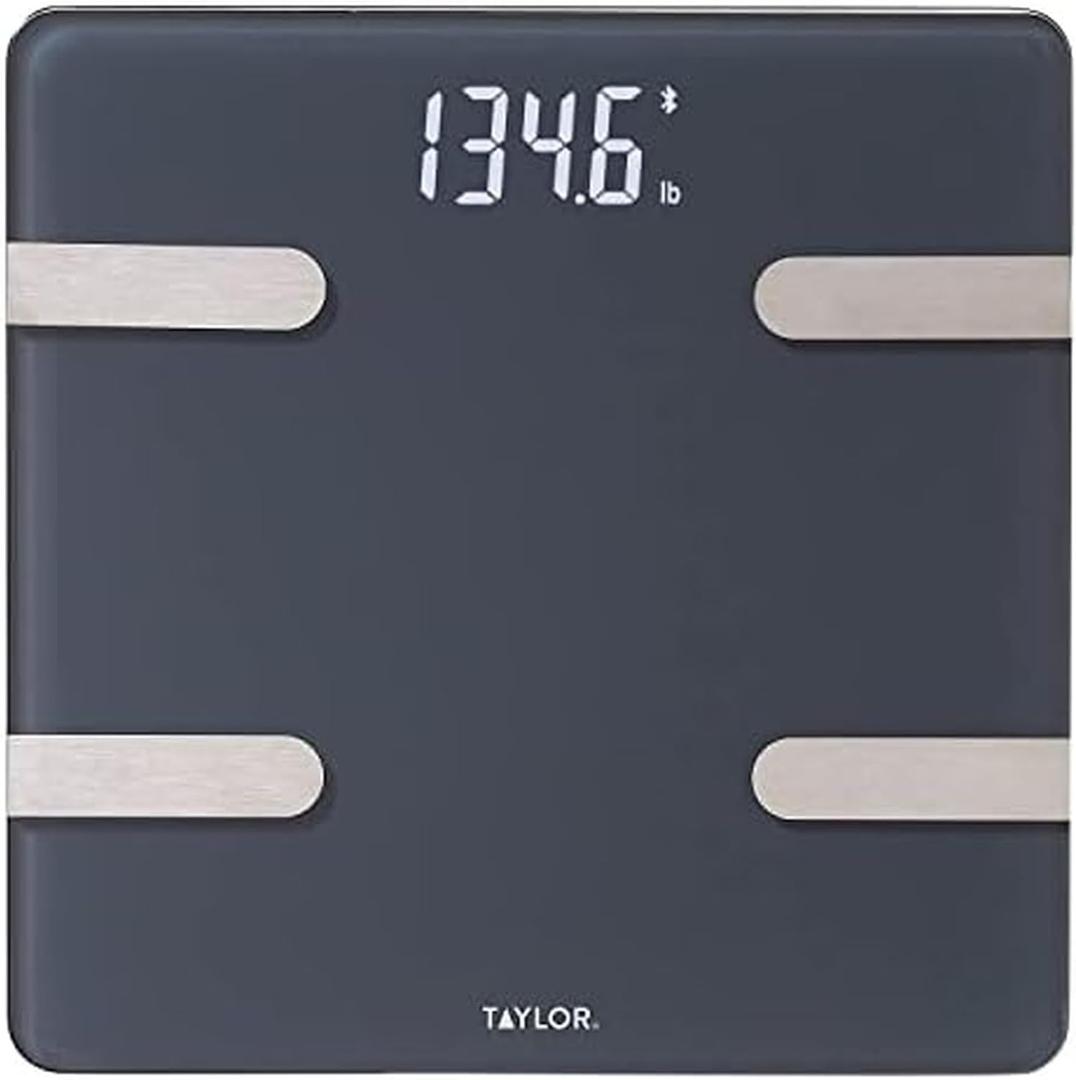 Taylor Bluetooth Smart Body Composition Scale for Body Weight, Body Fat, Water, Muscle and Bone Mass, Weight Tracking, and BMI with Smartphone App, 400 lbs - Charcoal (5297054)