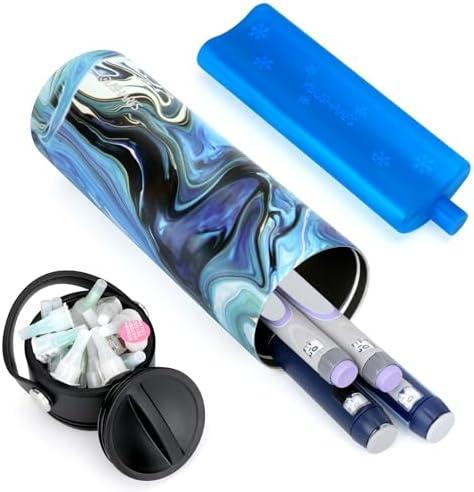 YOUSHARES Insulin Cooler Travel Case - 48H Non-Electric Cooling Bottle with TSA Approved Ice Pack, Diabetic Medication Pen Vials Refrigerator, Medical Carry Case Portable for 1–5 EpiPens