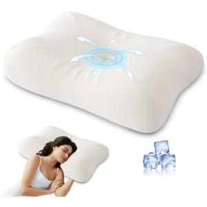 Cervical Memory Foam Pillow for Neck Pain Relief, Queen Ergonomic Orthopedic Neck Support Pillow with Dual Height Cooling, Contour Design for Side and Back Sleepers